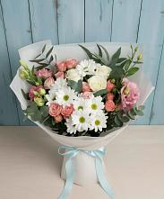 Букет цветов из:  Розы, Лизиантусы и Хризантемы #REPLACE_PRED# Выездное