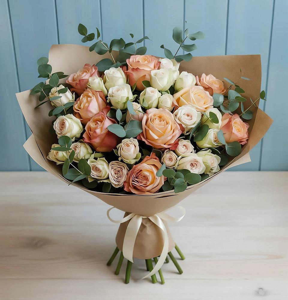 Букет цветов из: Альстромерии и Розы в Выездное