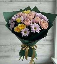 Букет цветов из:  Хризантемы и Розы #REPLACE_PRED# Выездное