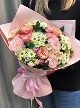 Букет нежные объятья в Выездное Букет цветов из: Гвоздики, Розы и Хризантемы в Выездное