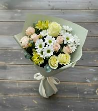 Букет цветов из:  Альстромерии, Розы и Хризантемы в Выездное