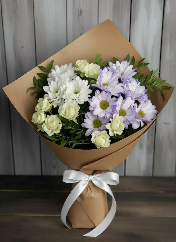 Букет цветов из: Хризантемы и Розы в Выездное